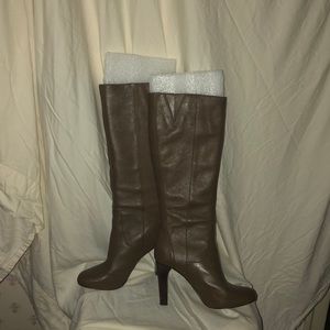 INC olive brown leather knee high boots
